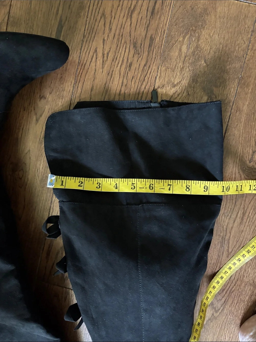 TORRID Black Faux Suede Bow Over The-Knee Boot Almond Toe 10.5 EXTRA WIDE WIDTH